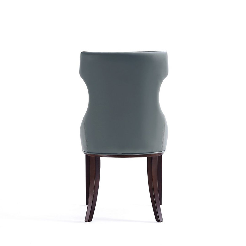 Luxurious Gray Velvet Wing-Back Side Chair with Walnut Wood Legs