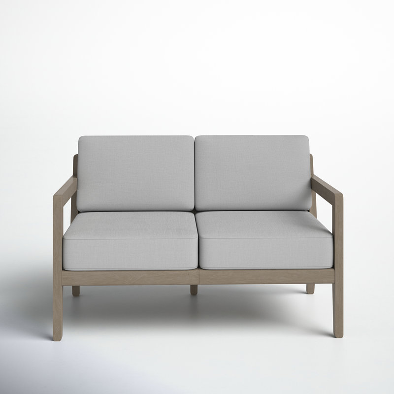 Gray Acacia Wood Outdoor Loveseat with Cushions
