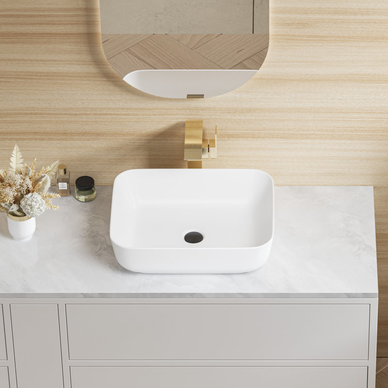 Salerno 20" x 15" White Vitreous China Rectangular Vessel Sink