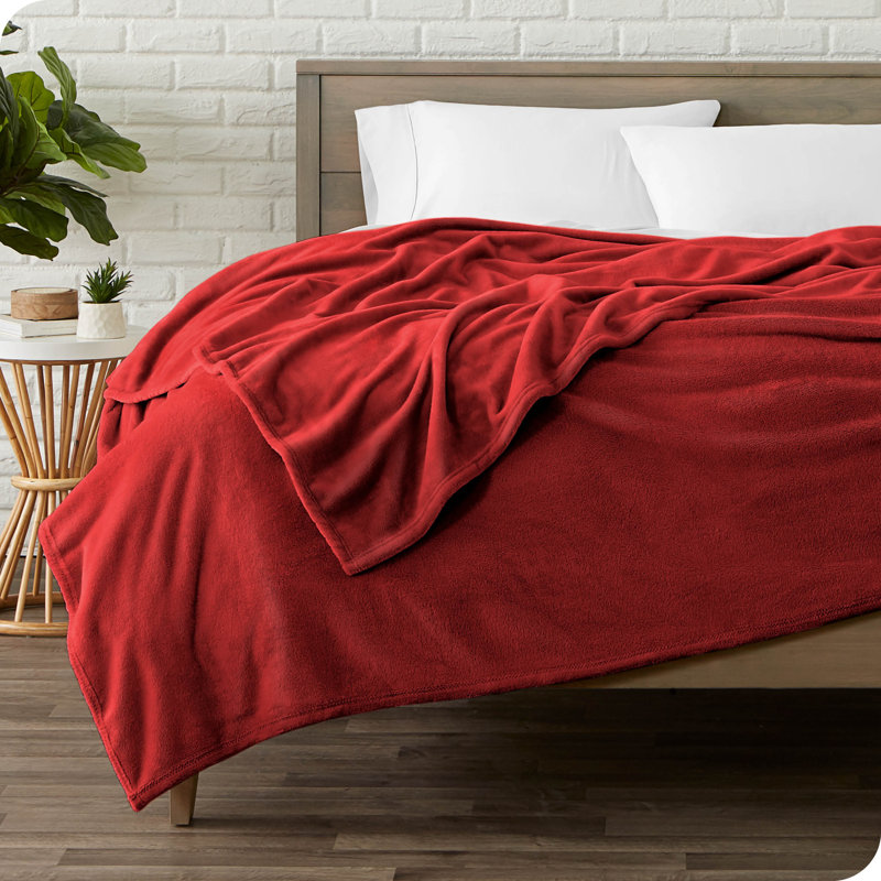 Luxurious King-Sized Red Microplush Fleece Throw Blanket