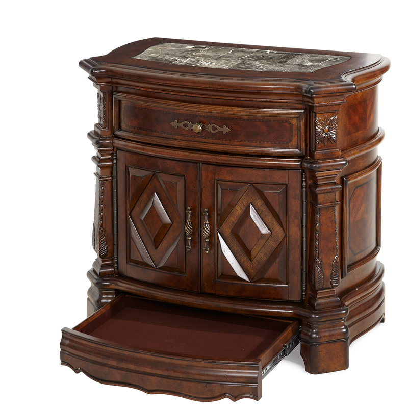 Windsor Court Vintage Brown Marble Top Nightstand