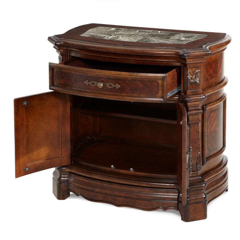 Windsor Court Vintage Brown Marble Top Nightstand
