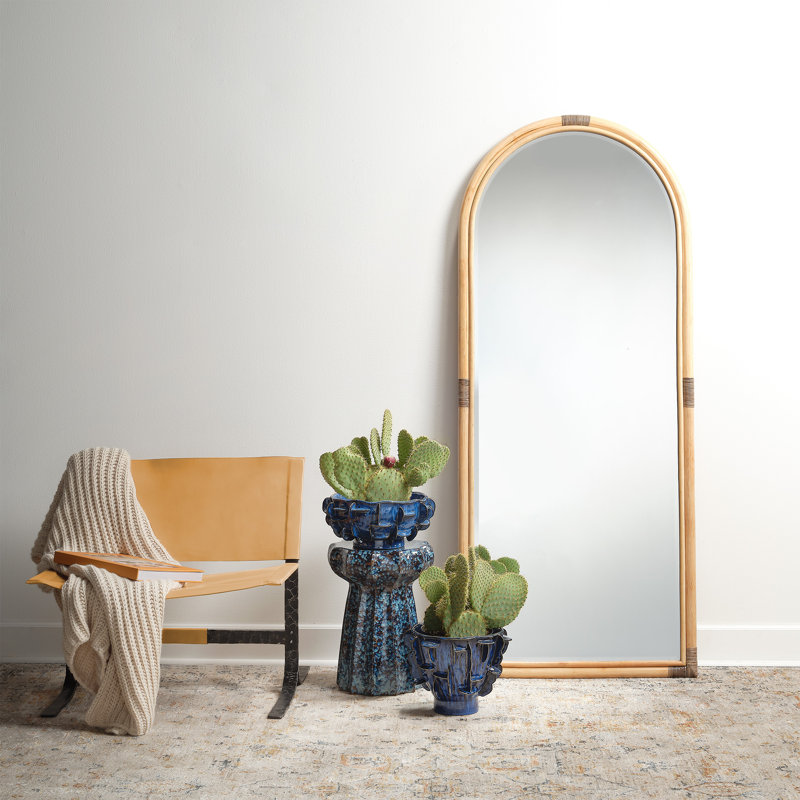 Natural Rattan Full Length Floor Mirror with MDF Backing