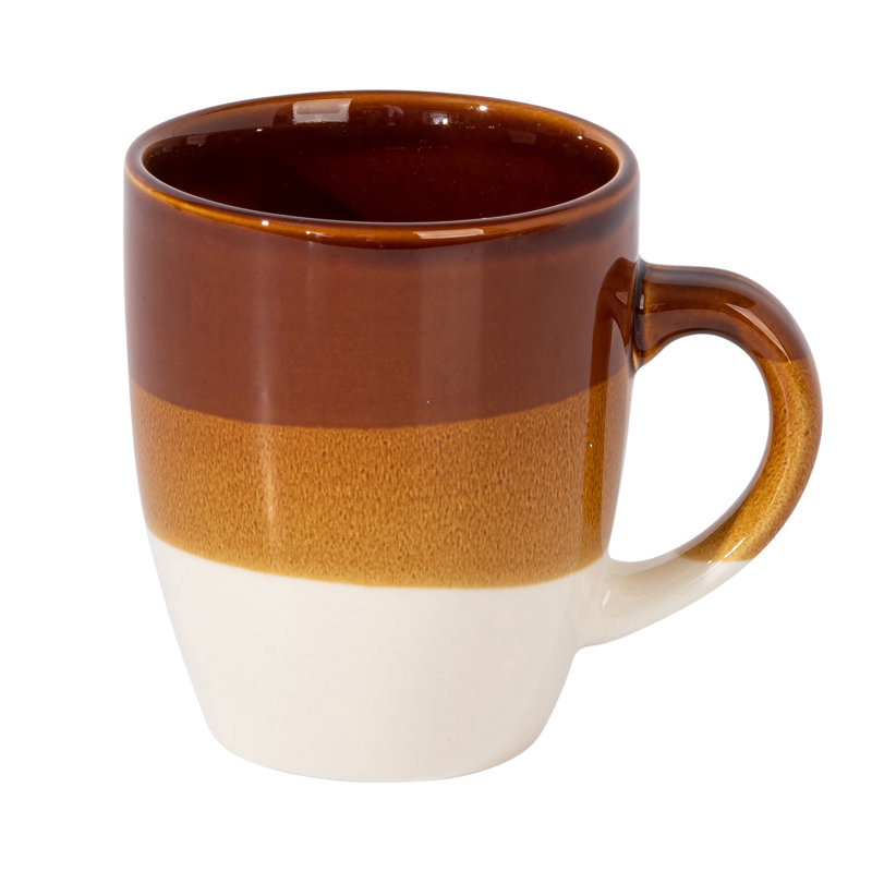 Hand-Painted Brown and White Ceramic Mug Set