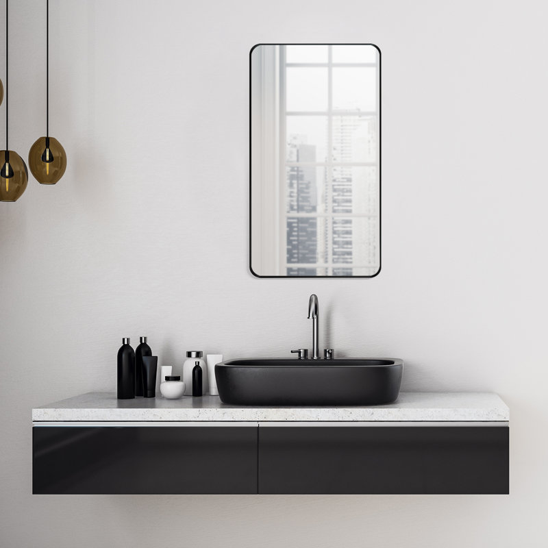 Elegante 36" Rectangular Silver Bathroom Vanity Mirror