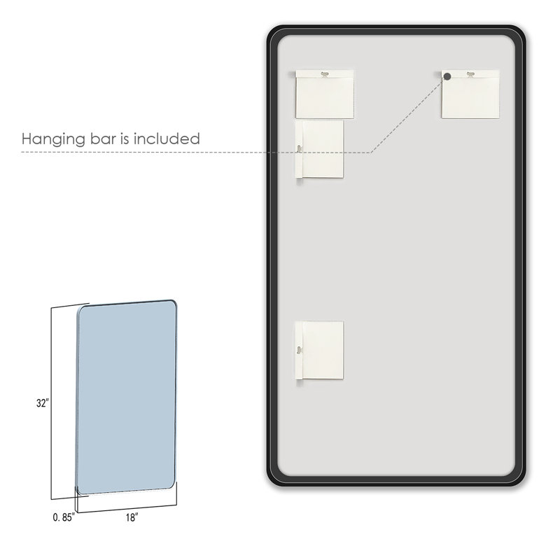 Elegante 36" Rectangular Silver Bathroom Vanity Mirror