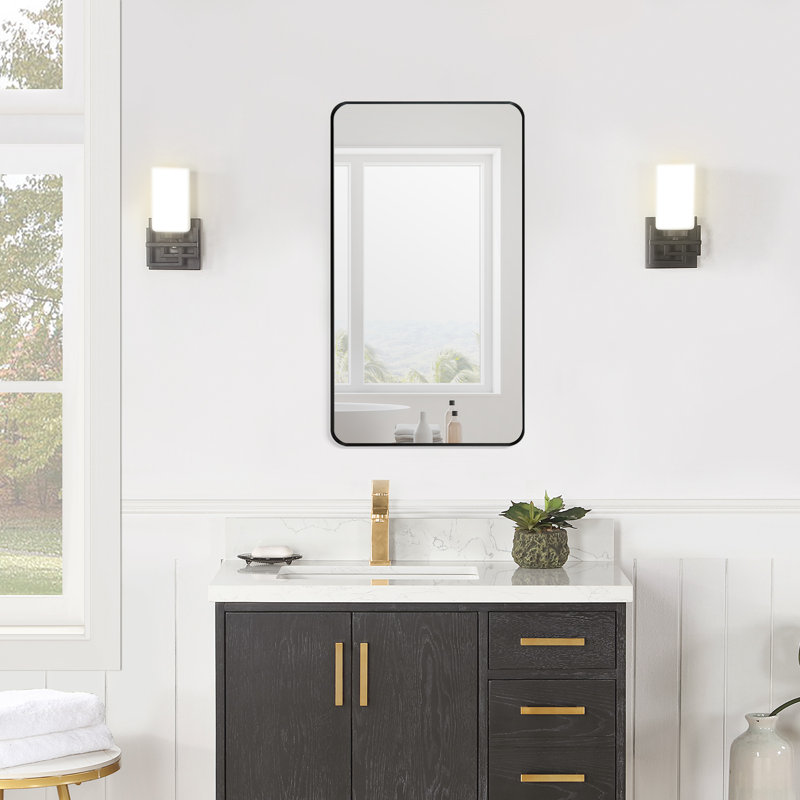 Elegante 36" Rectangular Silver Bathroom Vanity Mirror