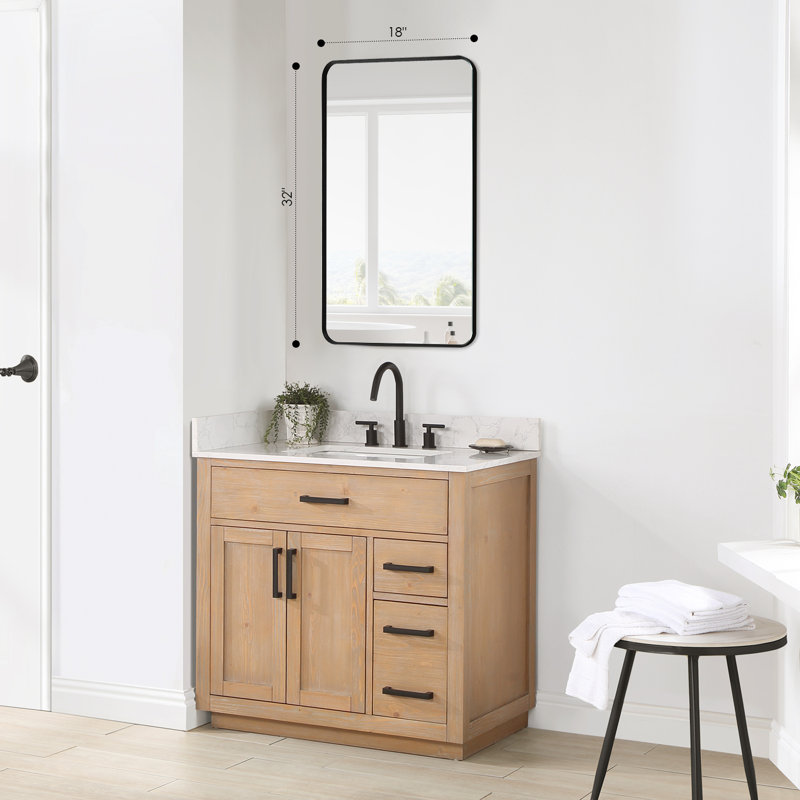 Elegante 36" Rectangular Silver Bathroom Vanity Mirror