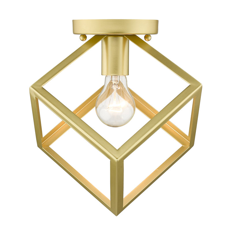 Olympic Gold Geometric Glass-Free Flush Mount Light