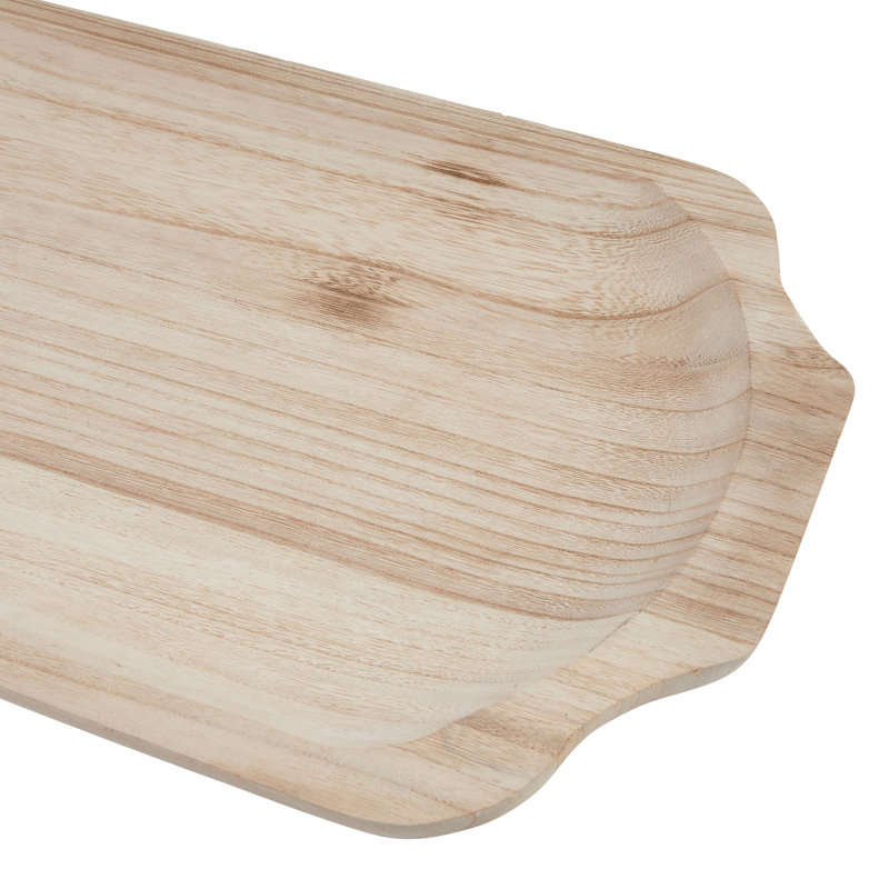 Handmade Light Brown Solid Wood Rectangular Vanity Tray