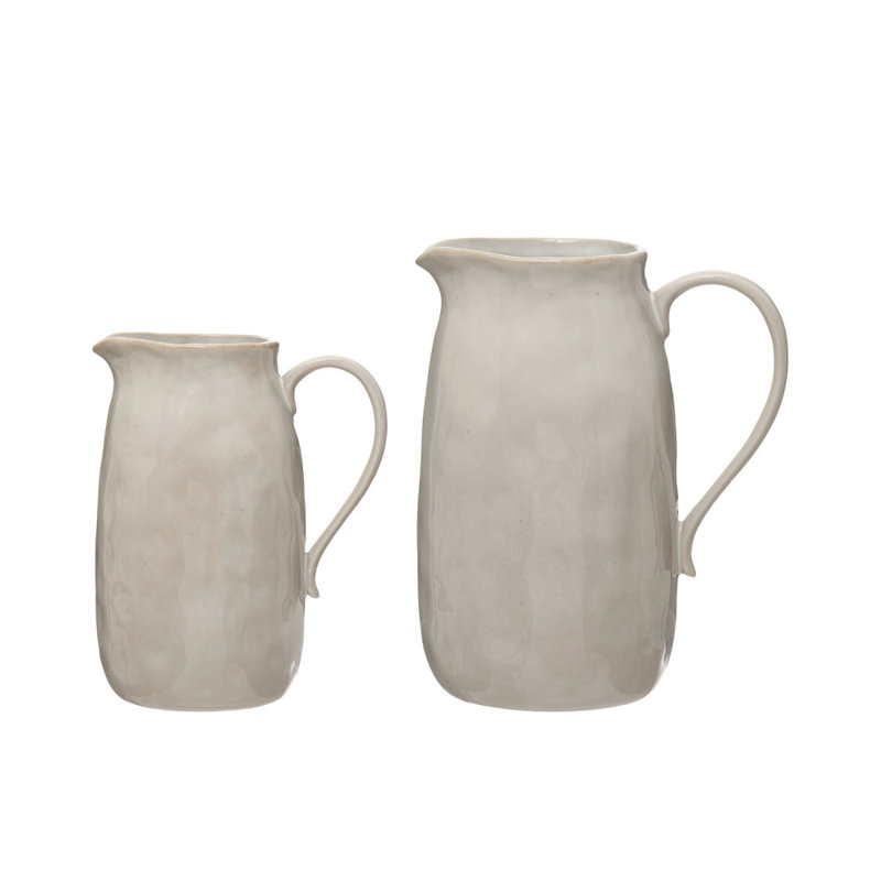Gray Stoneware Pitcher with Reactive Glaze Finish
