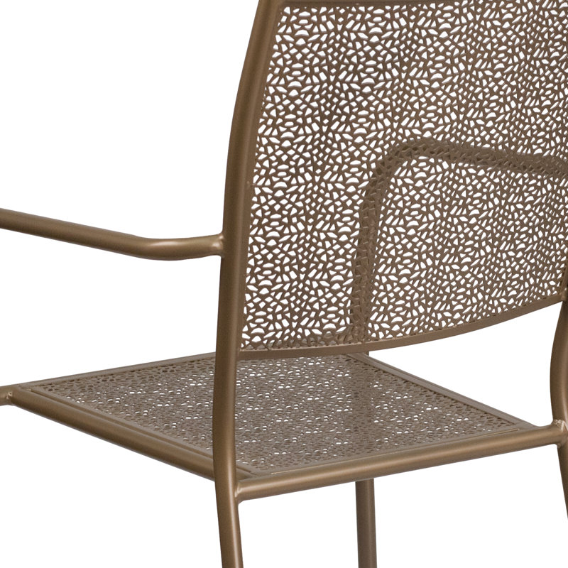 Gold Rain Flower Indoor-Outdoor Steel Stackable Patio Chair