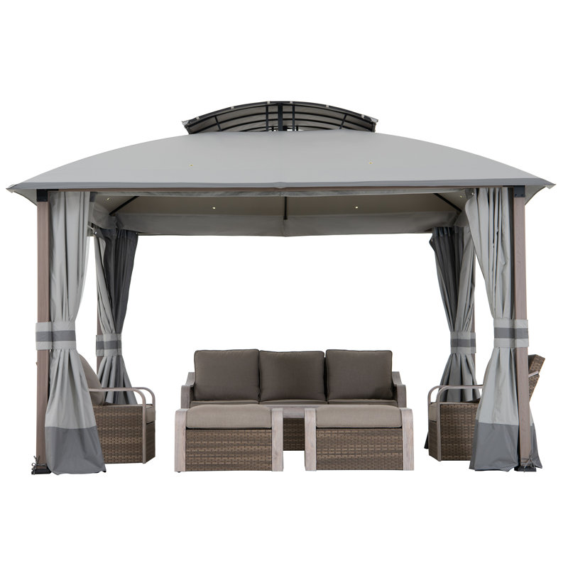 Fremont 11x13 Gray Soft Top Gazebo with Galvanized Steel Frame