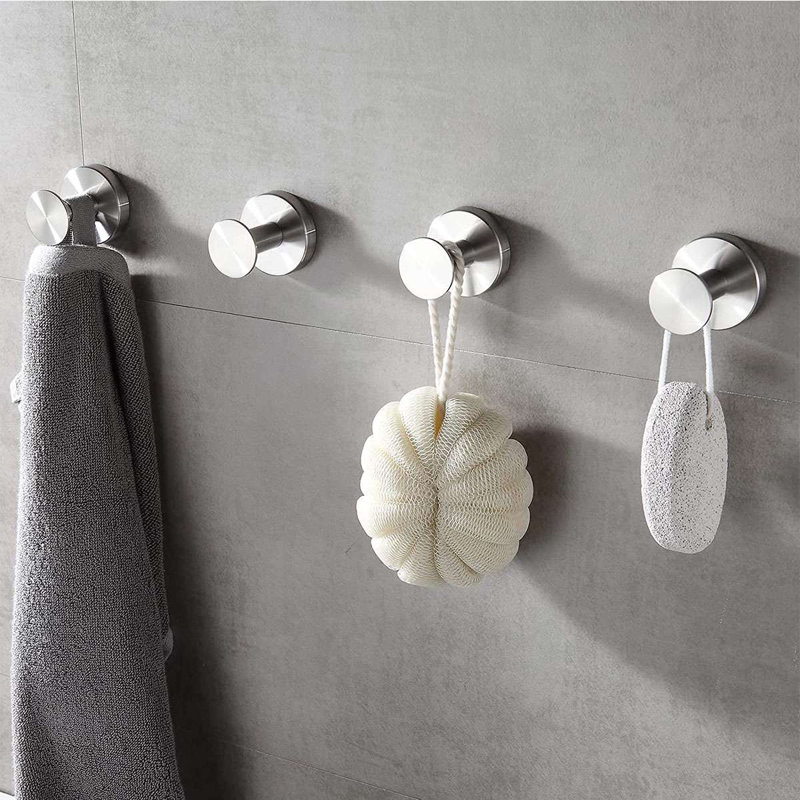 Silver Stainless Steel Wall Mounted Bathroom Towel Hooks