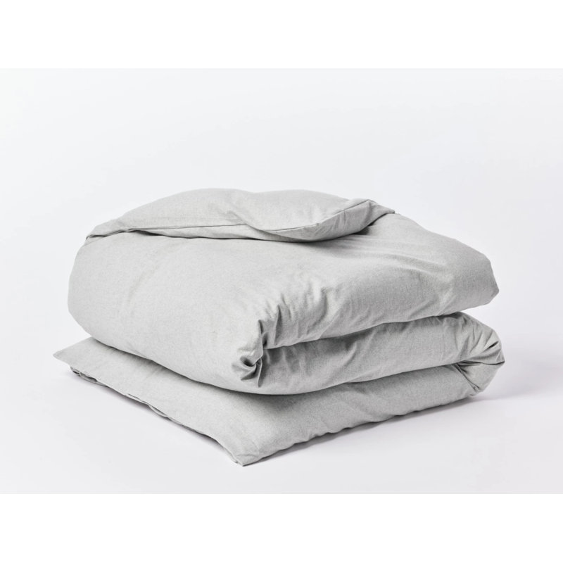 Twin Pale Gray Organic Cotton Flannel Duvet Cover