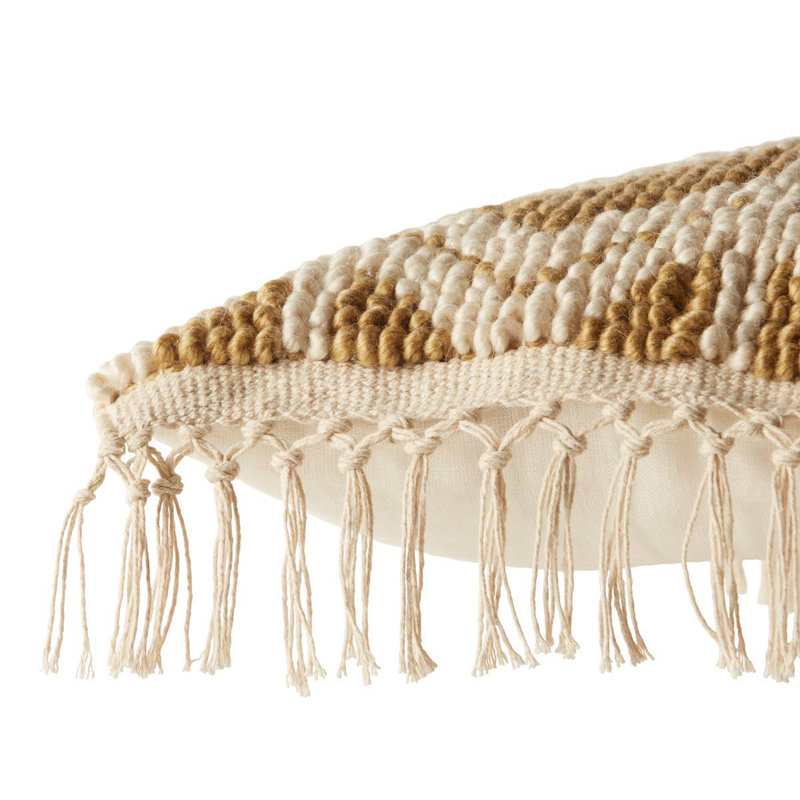 Gold and Ivory Embroidered Square Linen Pillowcase