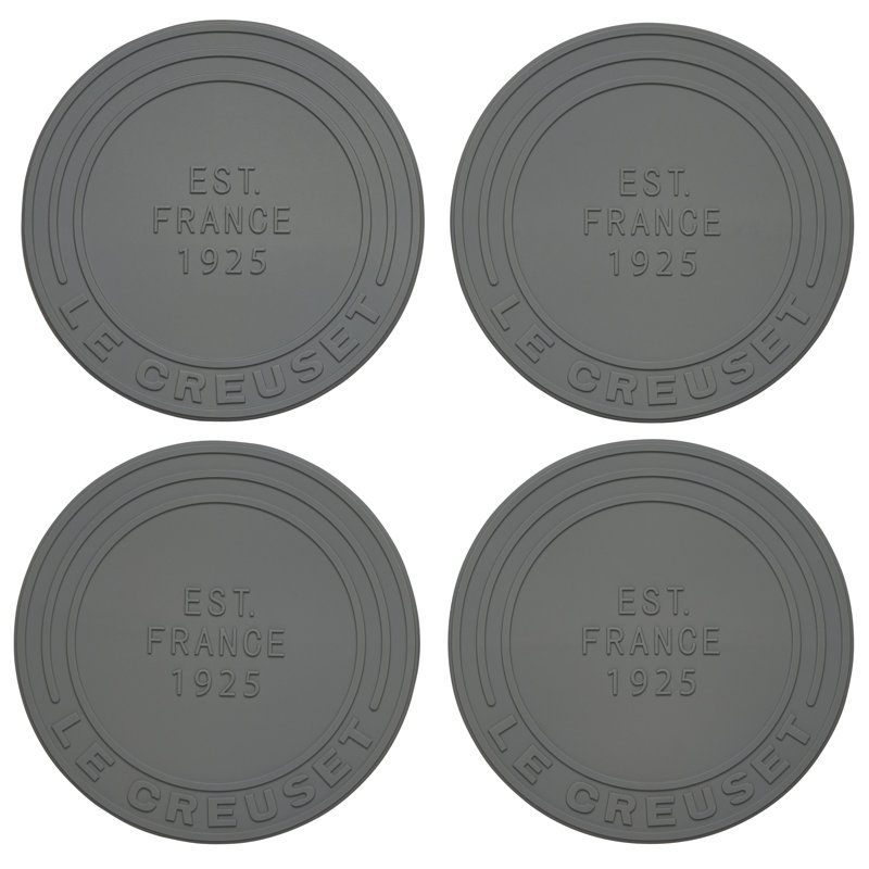 Sea Salt Gray Round Silicone Coaster Set of 4
