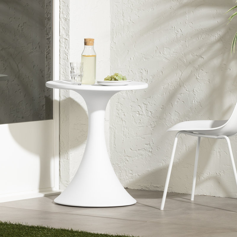 White Polyethylene Outdoor Bistro Table, 24-Inch