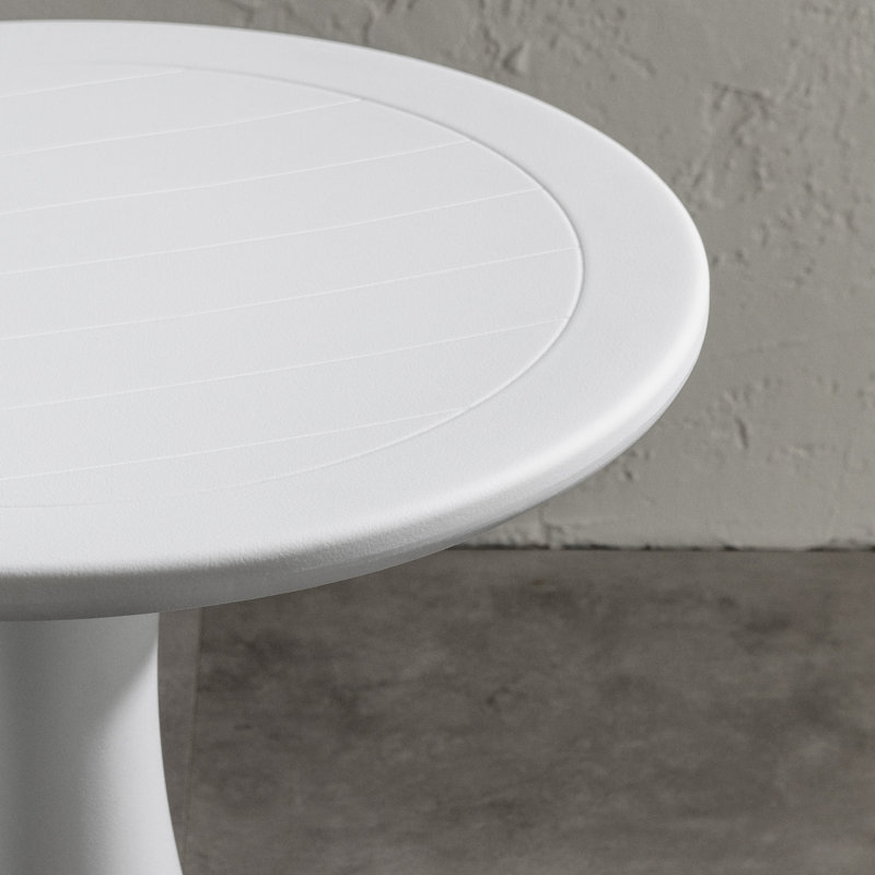White Polyethylene Outdoor Bistro Table, 24-Inch