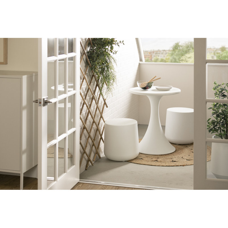 White Polyethylene Outdoor Bistro Table, 24-Inch