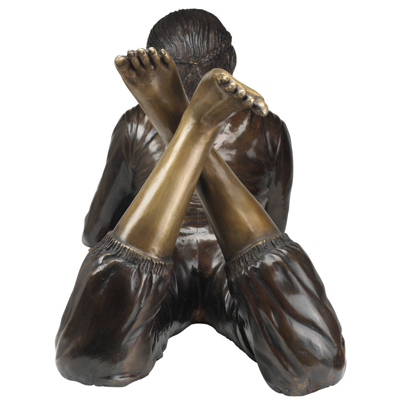 Bronze Young Scholar Reading Girl Garden Statue