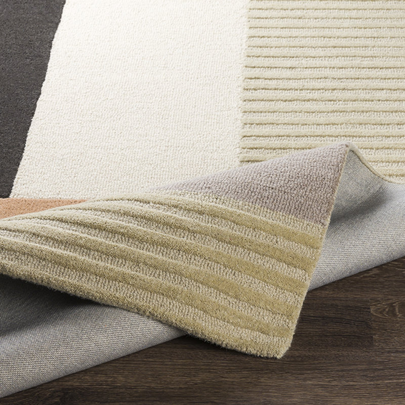 Handmade Tufted Geometric Black Wool 6' x 9' Area Rug