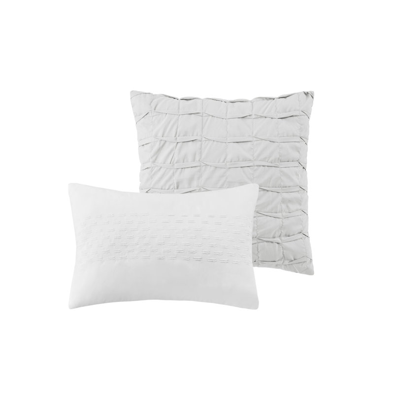 Gray Full Microfiber Jacquard Comforter Set with Shams