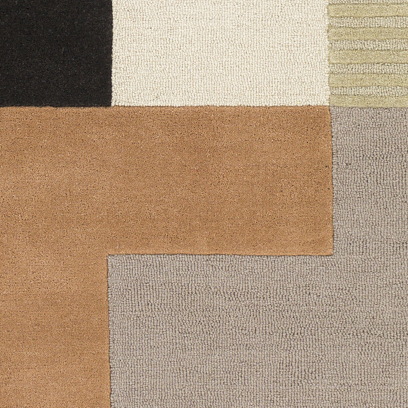 Handmade Tufted Geometric Black Wool 6' x 9' Area Rug