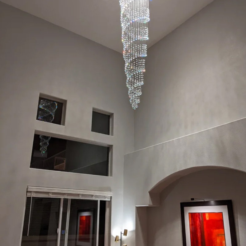 Sima 9-Light Chrome and Crystal Spiral Chandelier