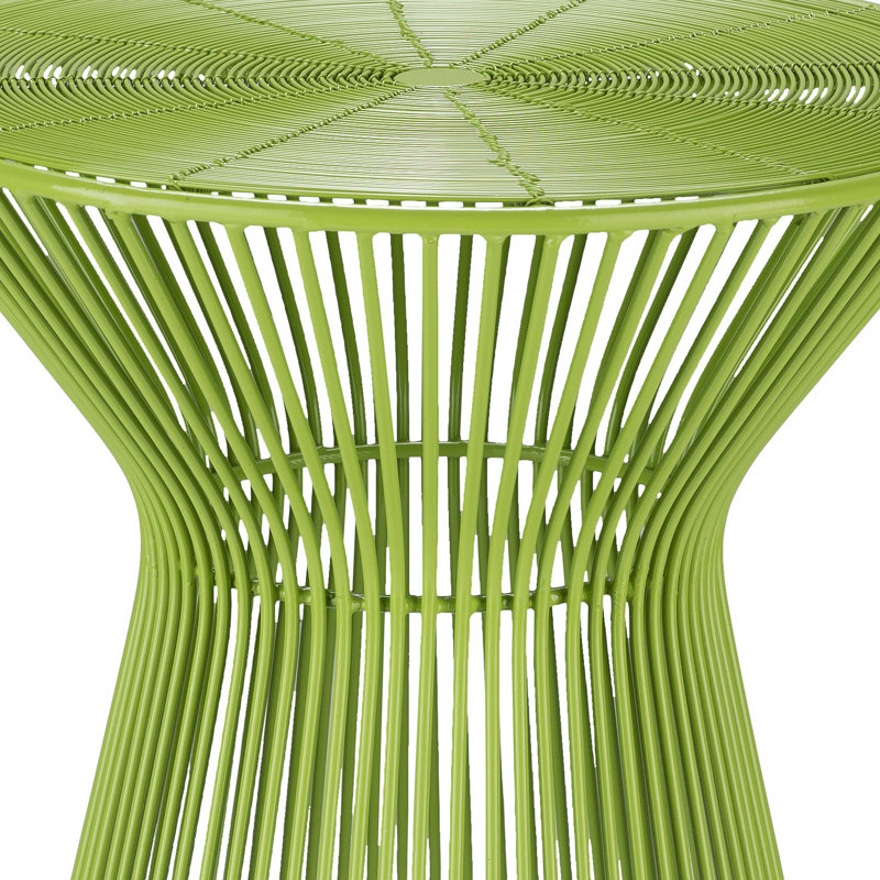 Lime Green Metal Round Pedestal End Table