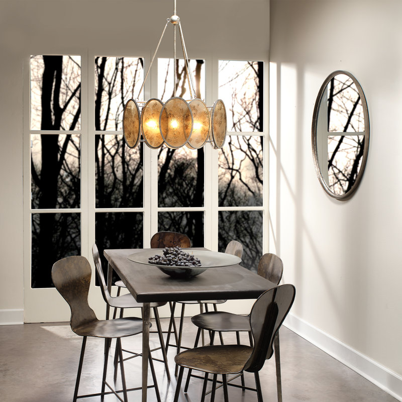 Industrial Black Iron Round Accent Mirror