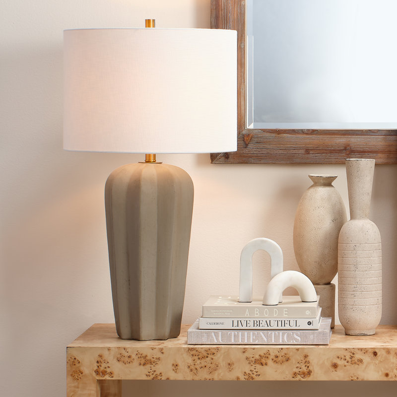 Raleigh 19.5'' White Concrete Buffet Table Lamp with 3-Way Switch
