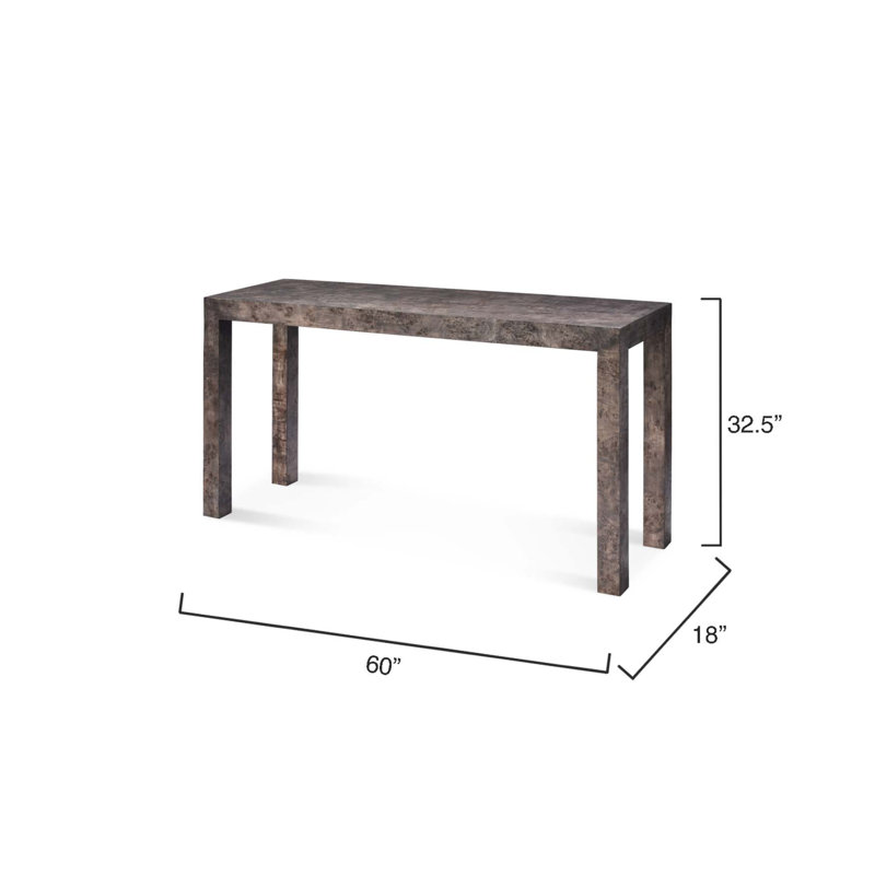 Gray Burl Wood Veneer Console Table, 60 Inch