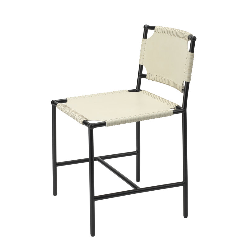 Asher Luxe White Leather Upholstered Dining Chair with Metal Frame