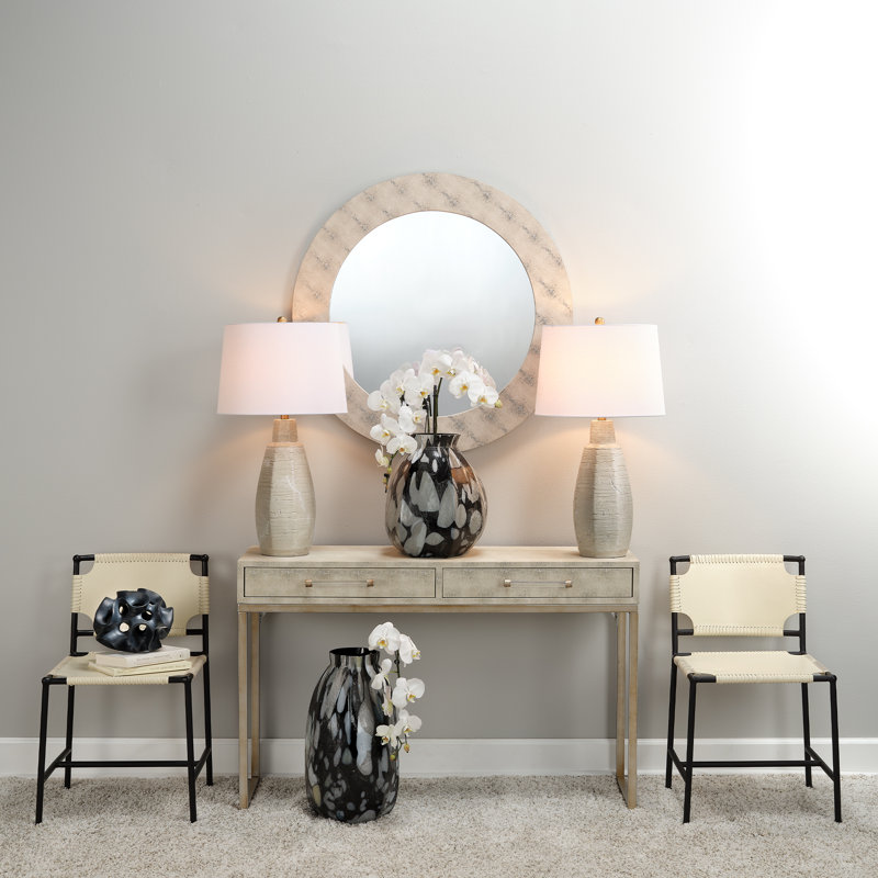 Asher Luxe White Leather Upholstered Dining Chair with Metal Frame