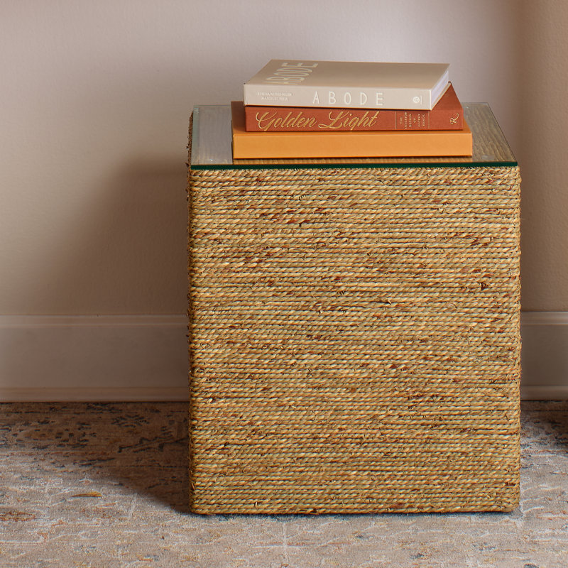 Captain Square Brown Glass Coastal Side Table