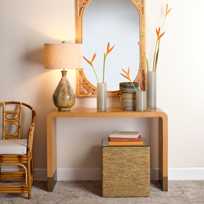 Captain Square Brown Glass Coastal Side Table