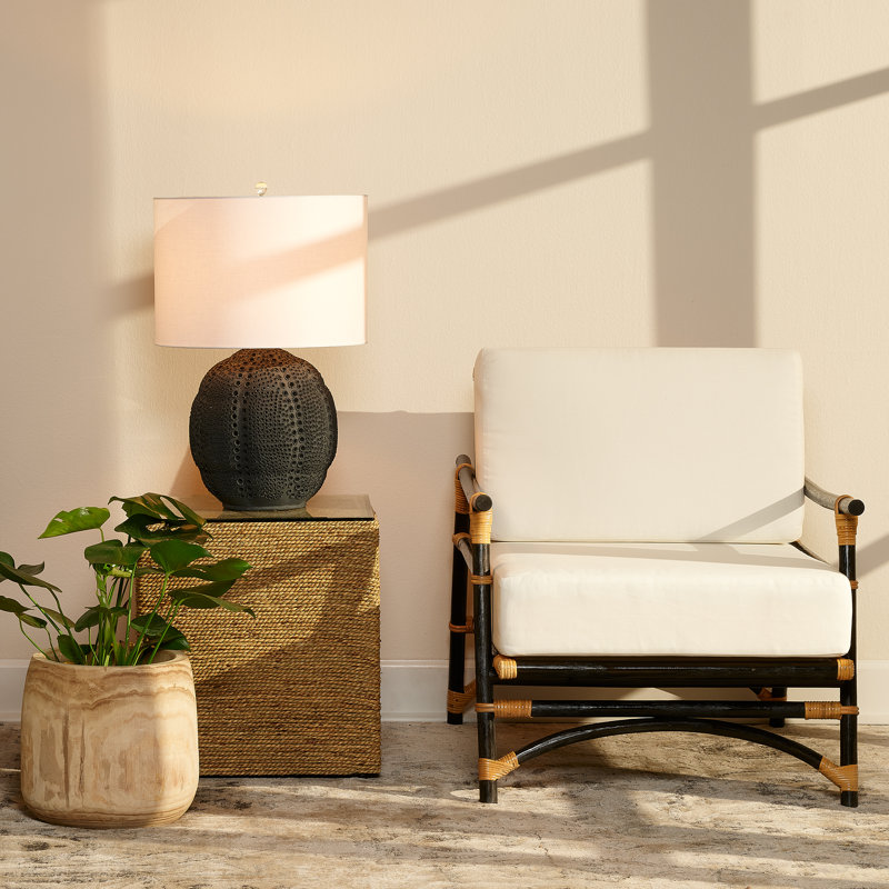 Captain Square Brown Glass Coastal Side Table