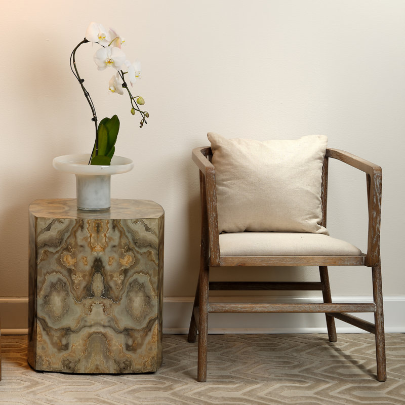 Square Multicolor MDF and Resin Bohemian Side Table