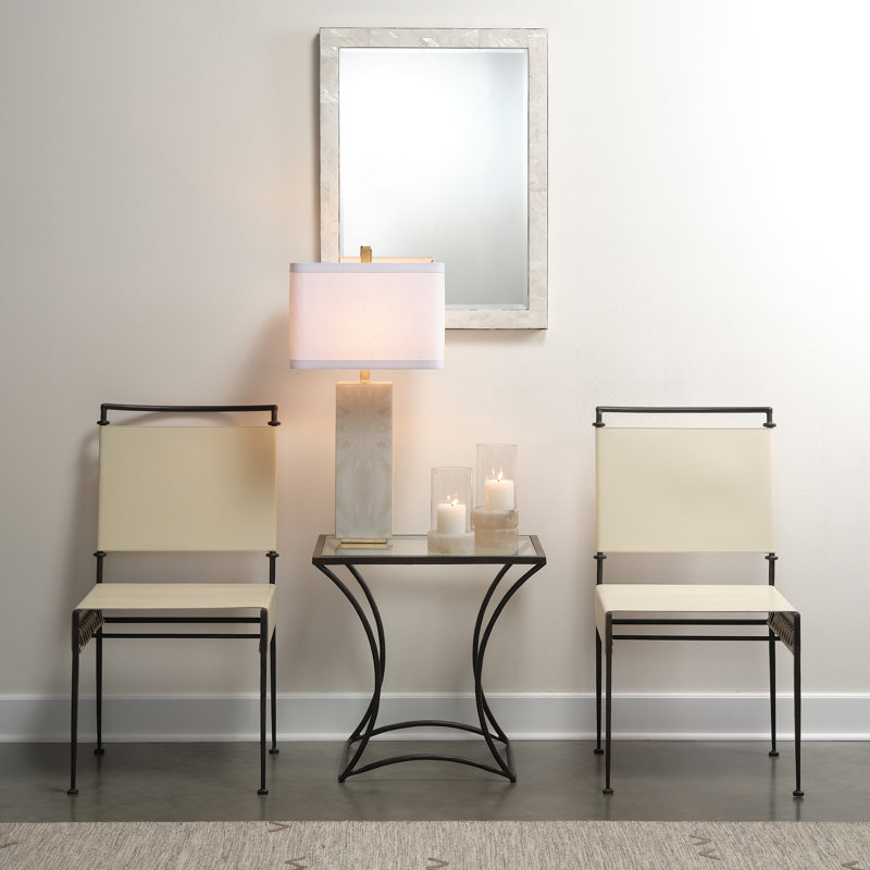 Black Rectangular Metal and Glass Minimalist Side Table