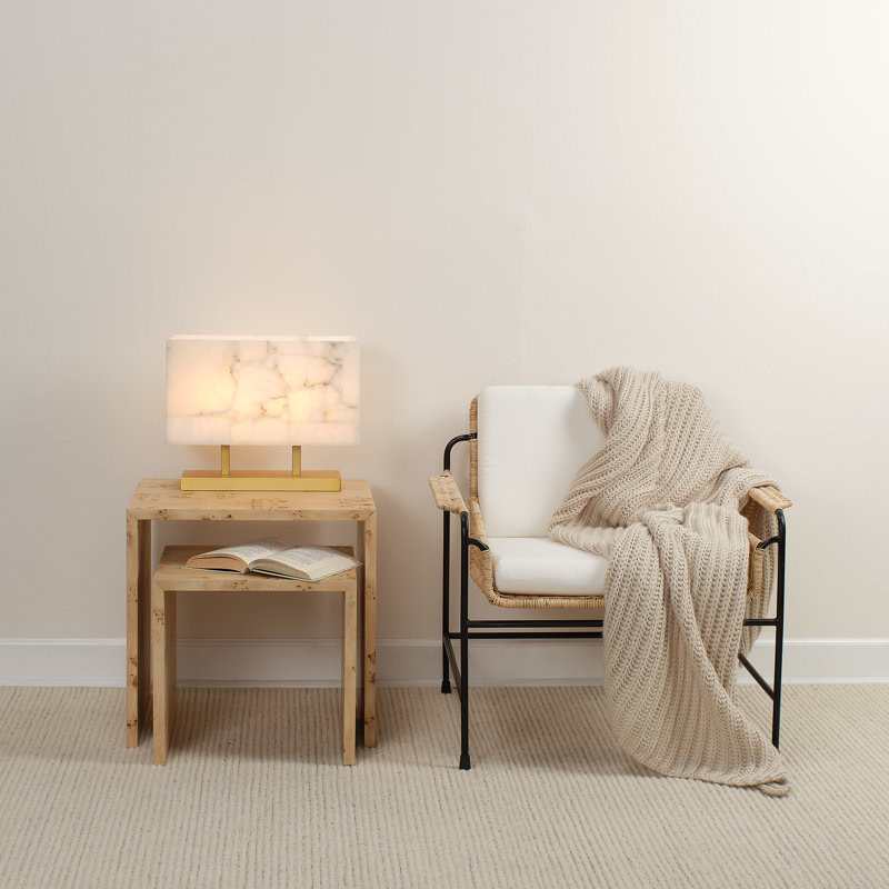 Coastal Contemporary White Rattan and Metal Accent Chair