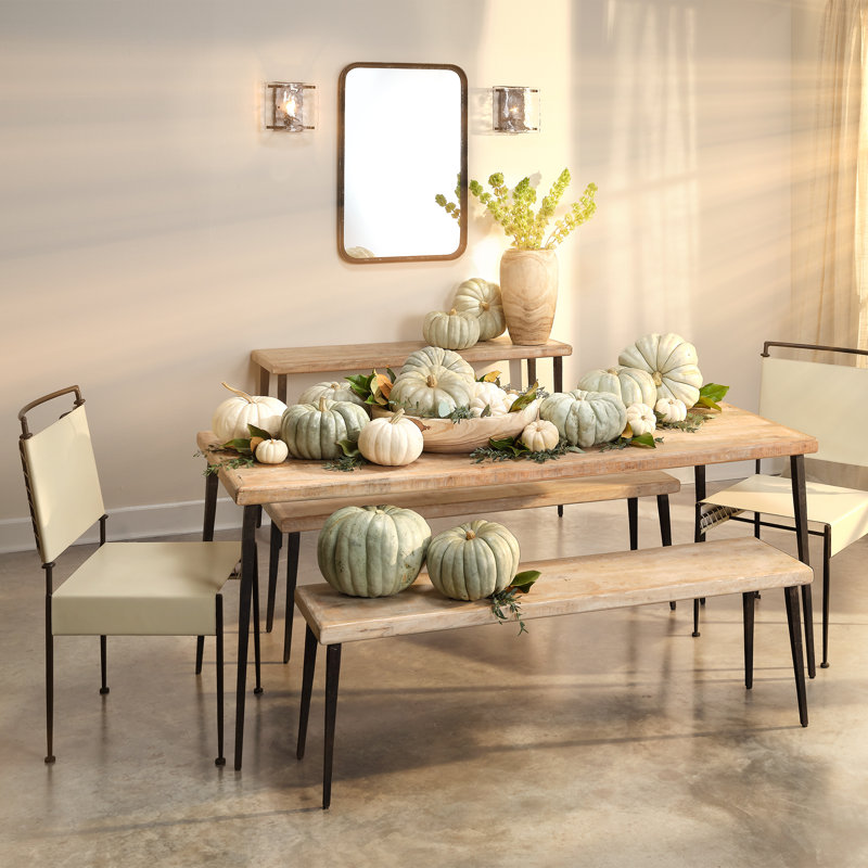 Off-White Leather and Metal Upholstered Side Chair