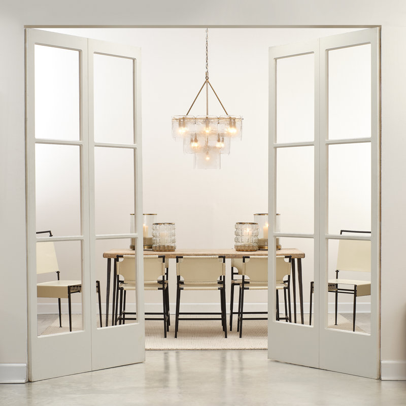 Off-White Leather and Metal Upholstered Side Chair
