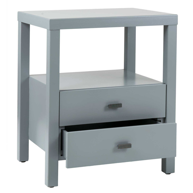 Easton Modern Gray Acacia Wood 2-Drawer Nightstand
