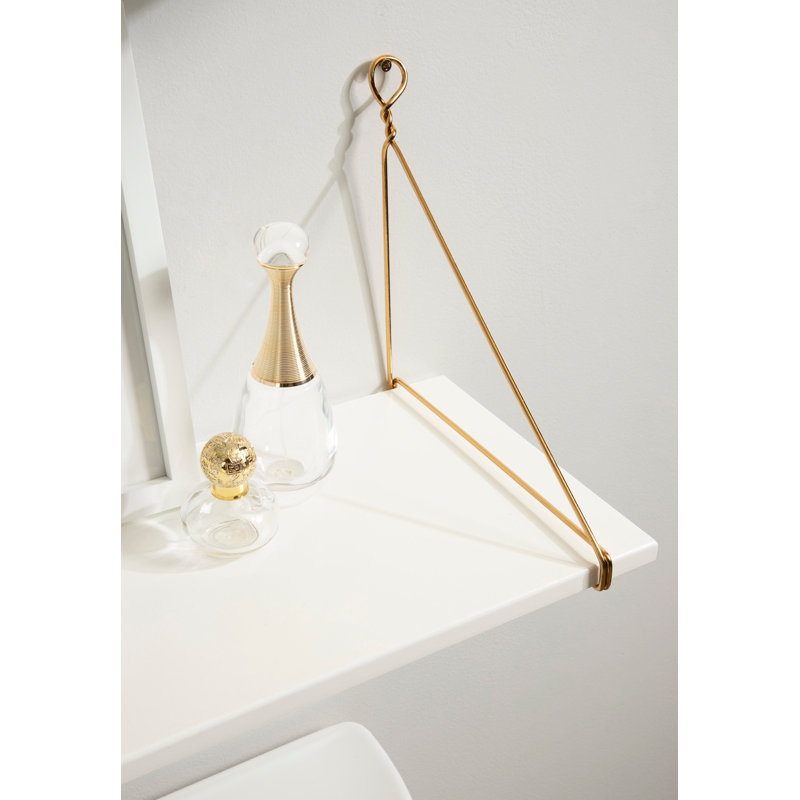 Vista White and Gold Floating Wood Accent Shelf Set