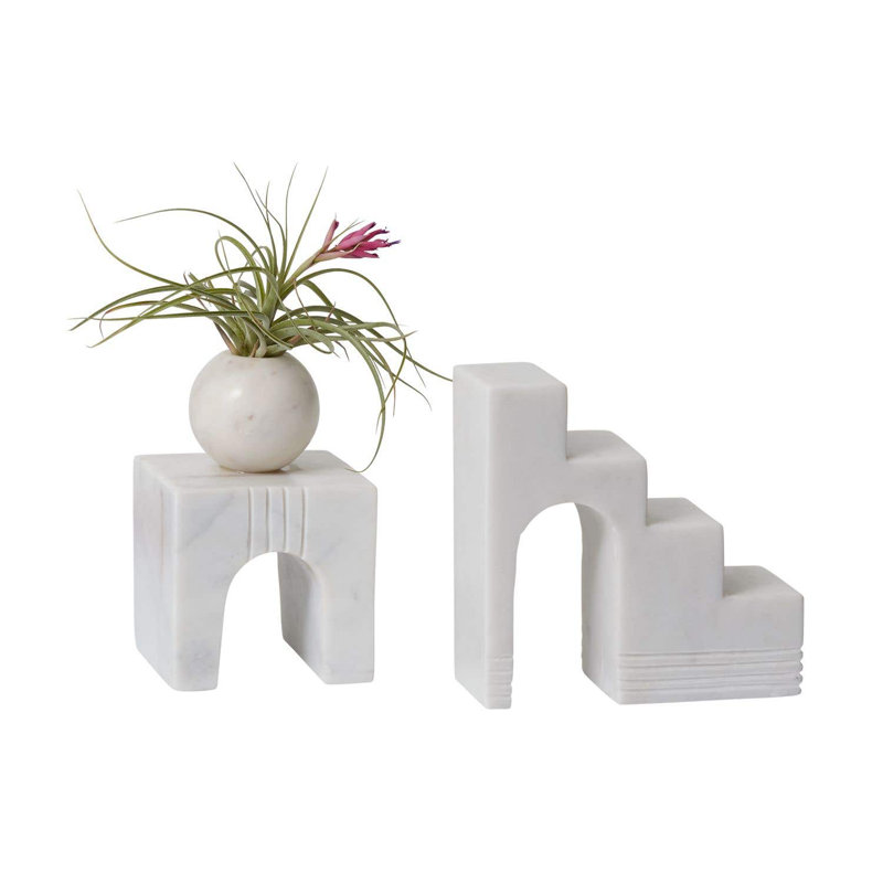 Elia White Marble Geometric Staircase Sculpture