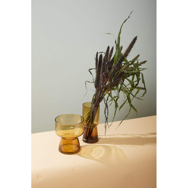 Amber Glass Decorative Table Vase with Flared Base