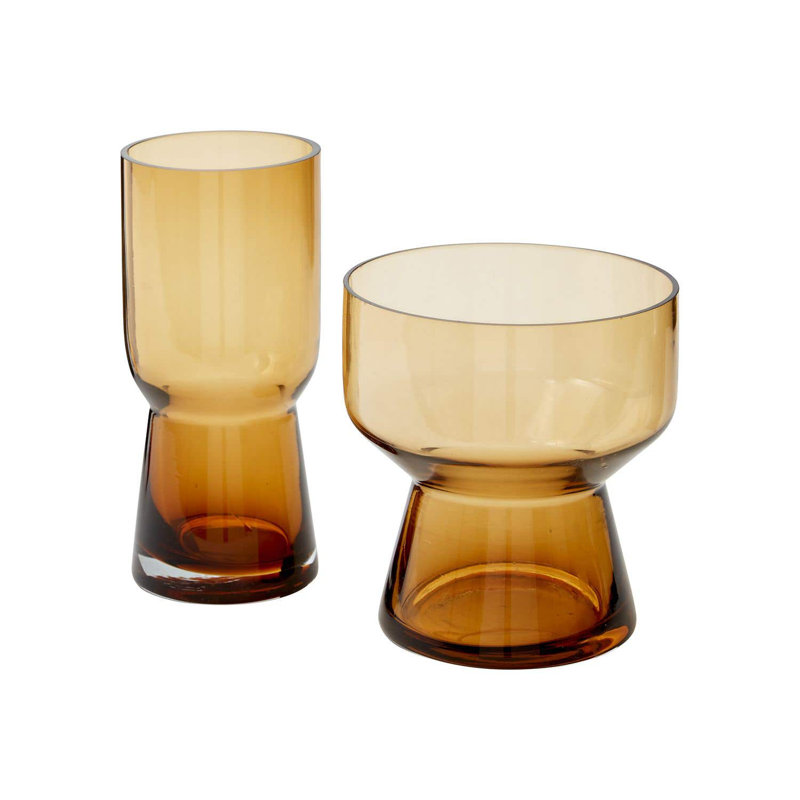 Amber Glass Decorative Table Vase with Flared Base