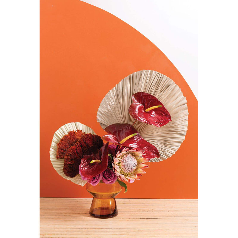 Amber Glass Decorative Table Vase with Flared Base