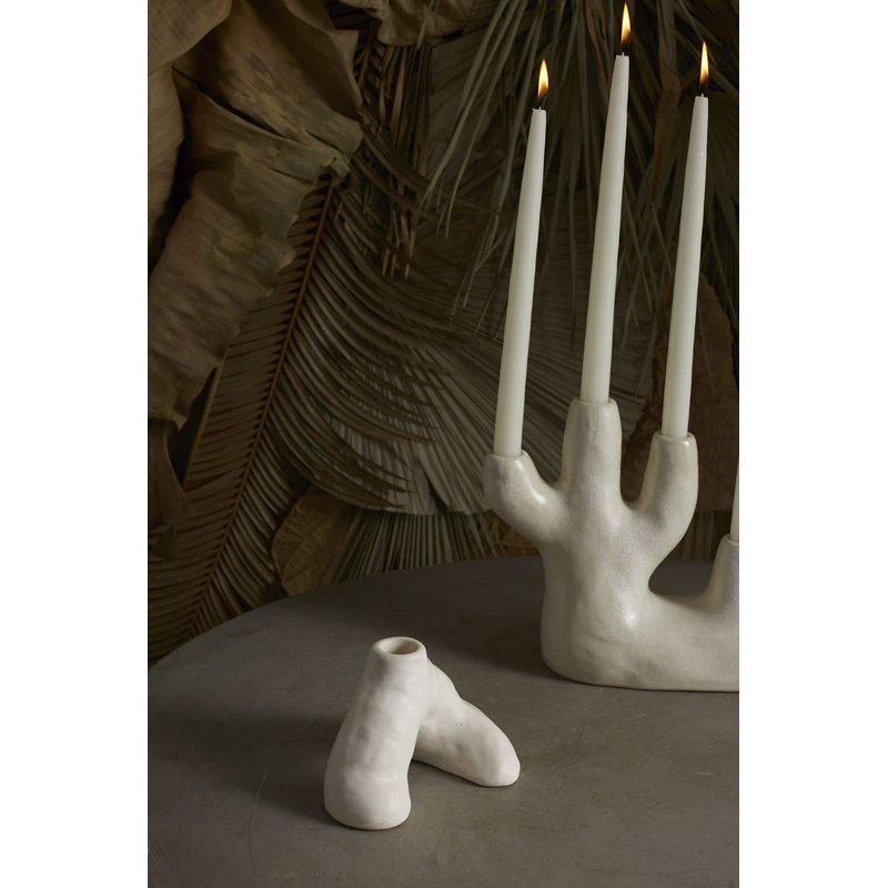 Arman Organic White Ceramic Tabletop Candlestick